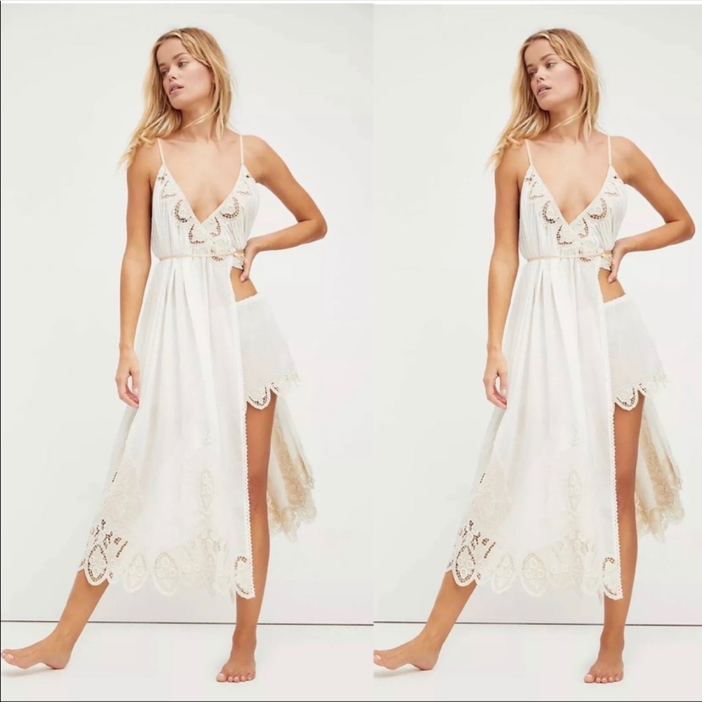 Free People Lydia Embroidered Lace Cutwork Beaded Dress & Shorts Set $398